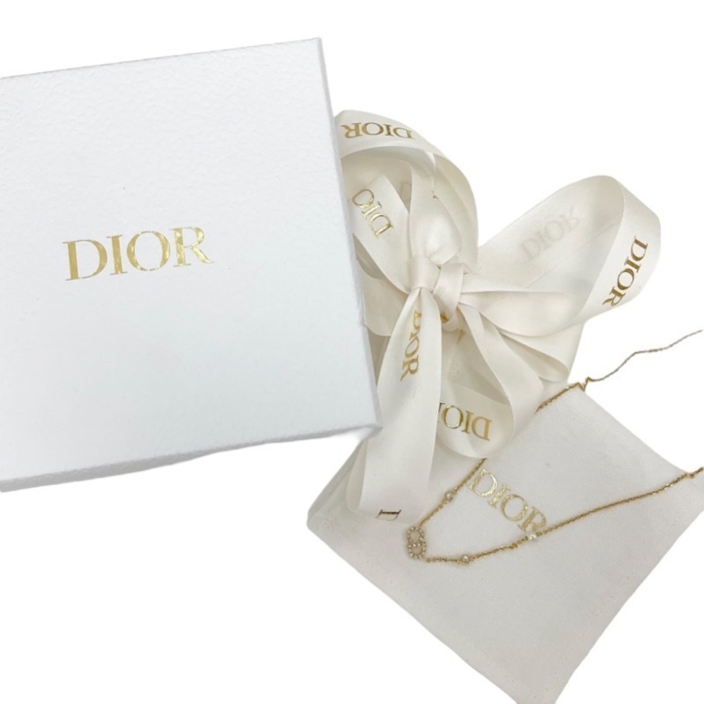Dior D Rhinestone Necklace Cd Gold Christian Clai… - image 7